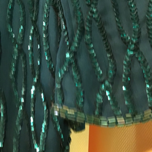 Vintage NOS designer hand beaded Formal wedding cocktail dress PS Emerald green - Picture 3 of 12